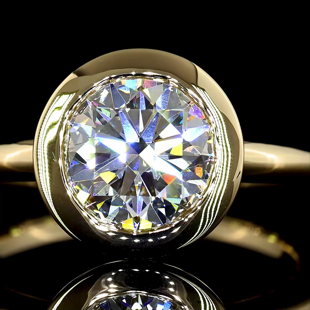 2.53 Cts 14K YELLOW GOLD Round Shape Hidden Halo Ring