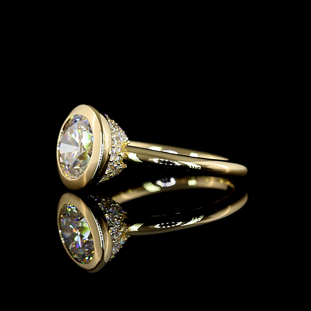 2.53 Cts 14K YELLOW GOLD Round Shape Hidden Halo Ring