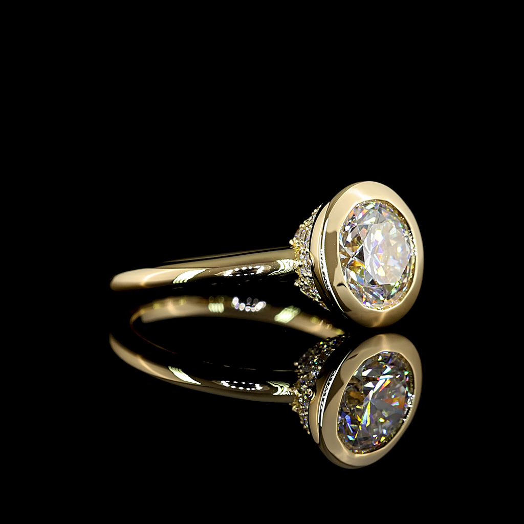 2.53 Cts 14K YELLOW GOLD Round Shape Hidden Halo Ring