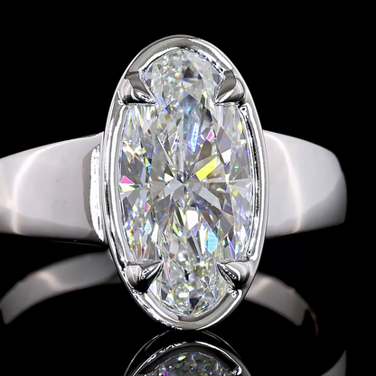 2.12 Cts 14K WHITE GOLD Oval Shape Solitaire Ring