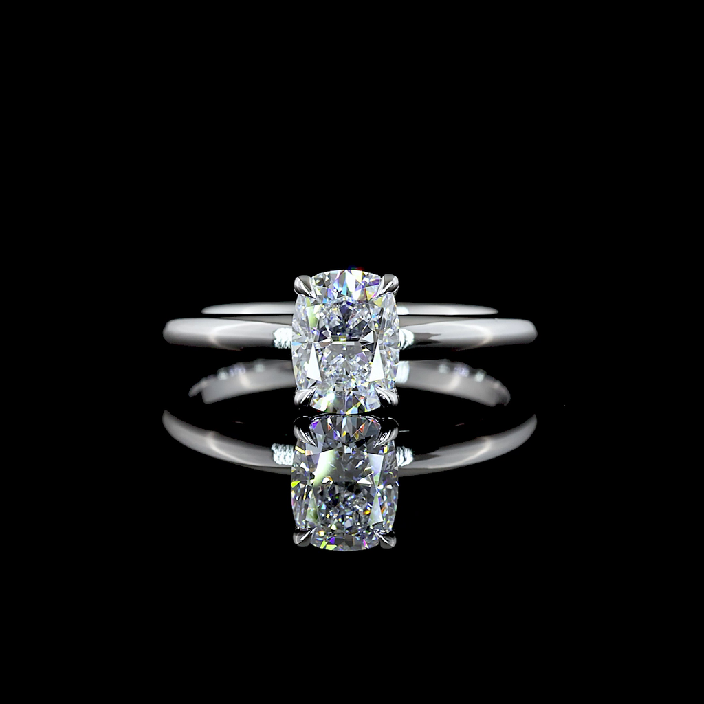 1.04 Cts 14K WHITE GOLD Cushion Brilliant Shape Solitaire Ring