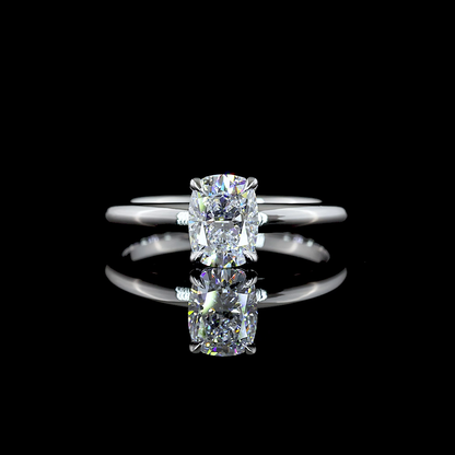 1.04 Cts 14K WHITE GOLD Cushion Brilliant Shape Solitaire Ring