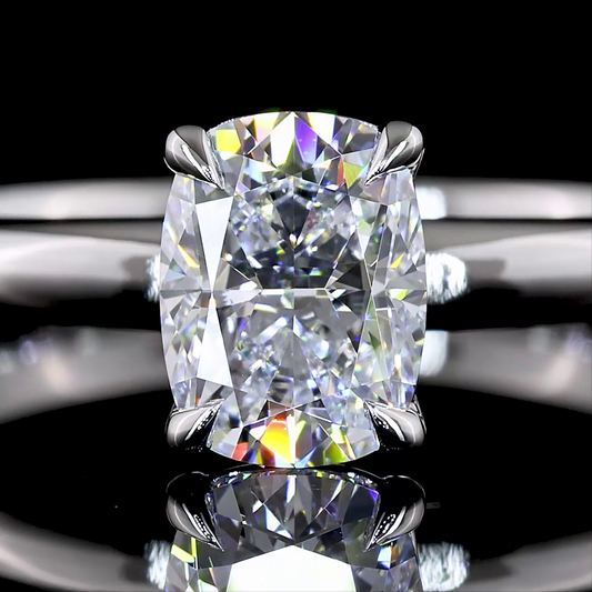 1.04 Cts 14K WHITE GOLD Cushion Brilliant Shape Solitaire Ring