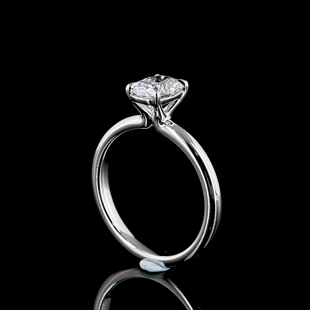 1.04 Cts 14K WHITE GOLD Cushion Brilliant Shape Solitaire Ring