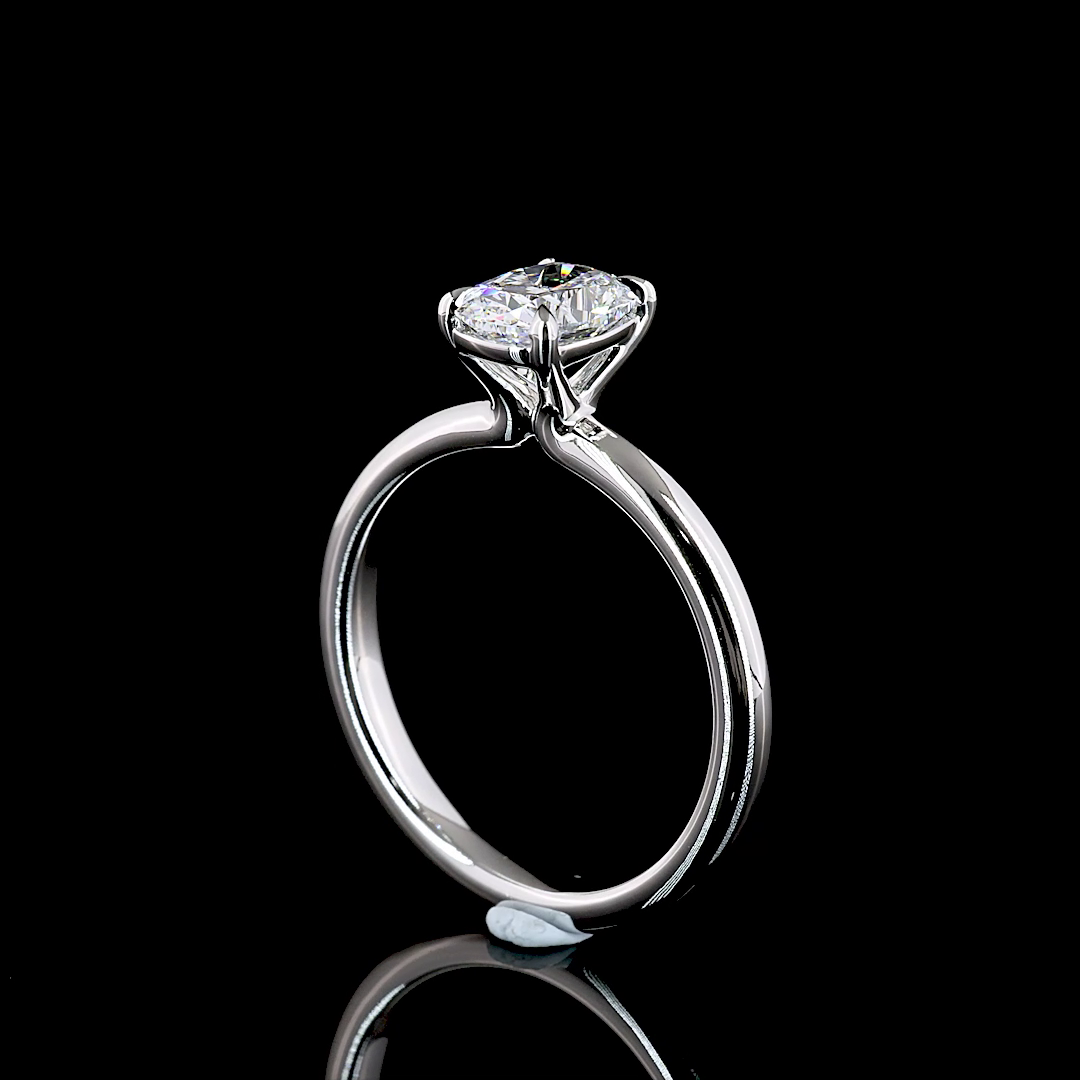1.04 Cts 14K WHITE GOLD Cushion Brilliant Shape Solitaire Ring