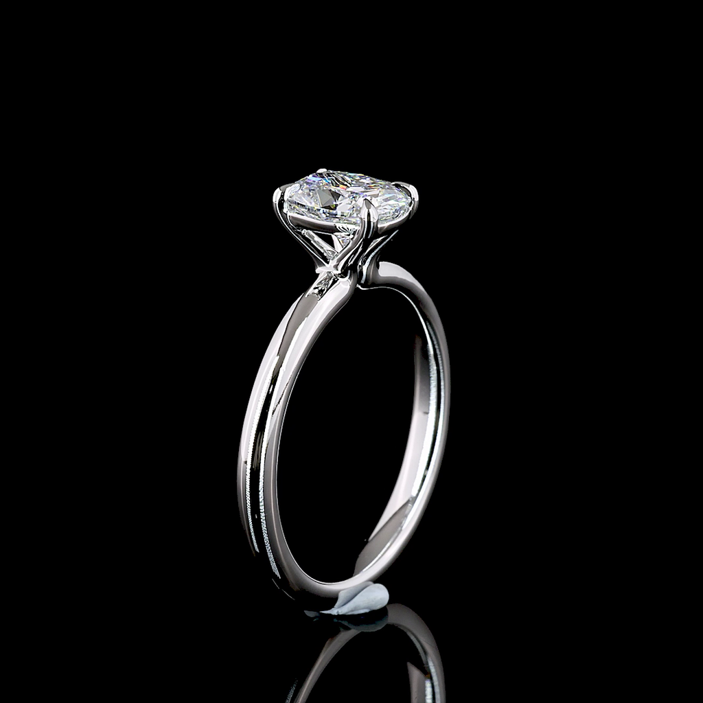 1.04 Cts 14K WHITE GOLD Cushion Brilliant Shape Solitaire Ring