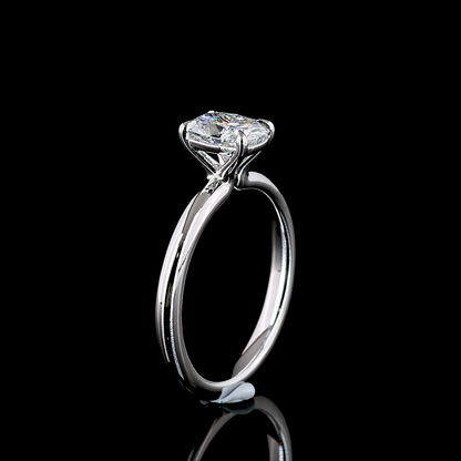 1.04 Cts 14K WHITE GOLD Cushion Brilliant Shape Solitaire Ring