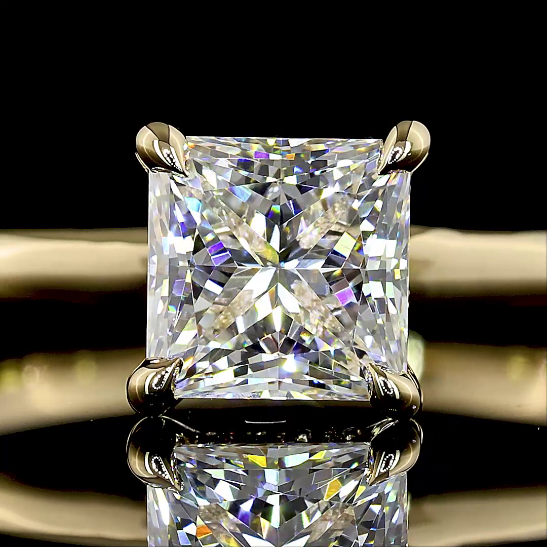 1.13 Cts 14K YELLOW GOLD Princess Shape Hidden Halo Ring