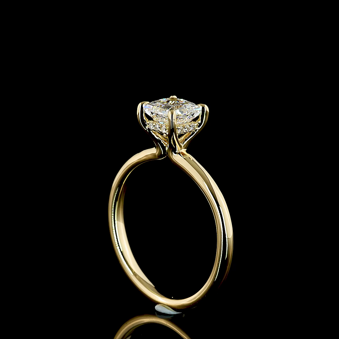 1.13 Cts 14K YELLOW GOLD Princess Shape Hidden Halo Ring