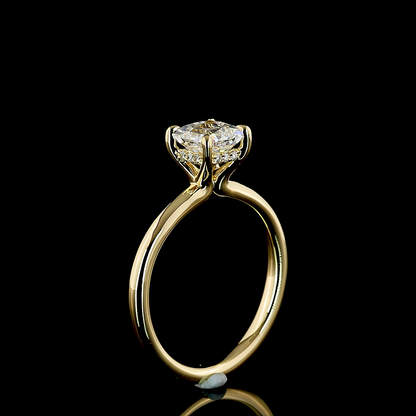 1.13 Cts 14K YELLOW GOLD Princess Shape Hidden Halo Ring