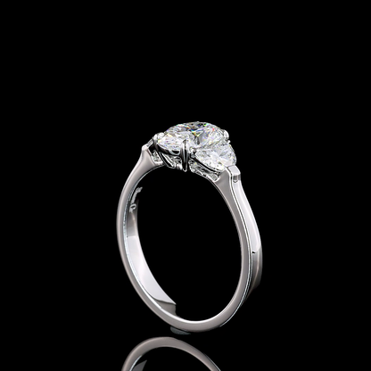 1.53 Cts 14K WHITE GOLD Oval Shape 3 Stones Ring