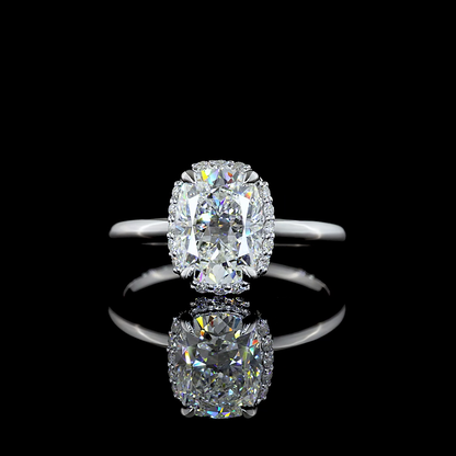 2.18 Cts 14K WHITE GOLD Cushion Brilliant Shape Hidden Halo Ring