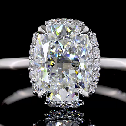 2.18 Cts 14K WHITE GOLD Cushion Brilliant Shape Hidden Halo Ring