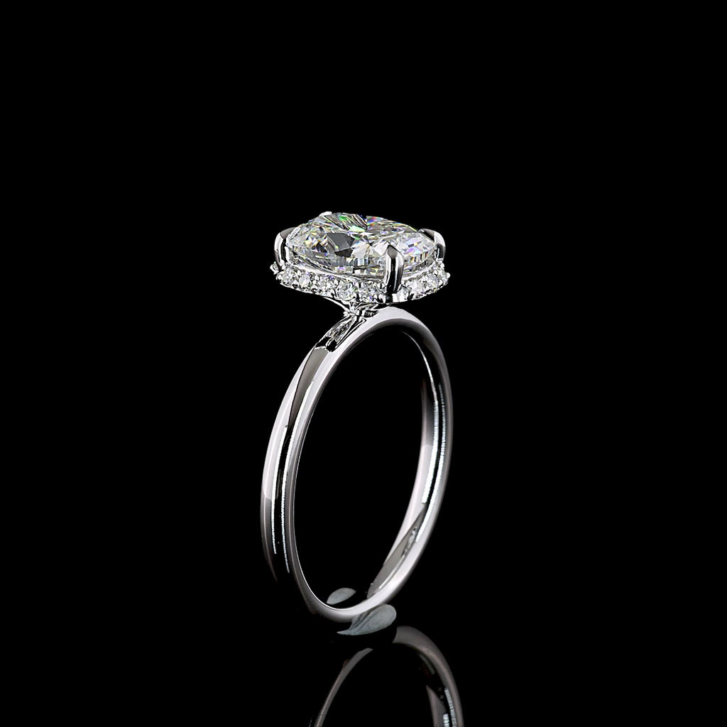 2.18 Cts 14K WHITE GOLD Cushion Brilliant Shape Hidden Halo Ring