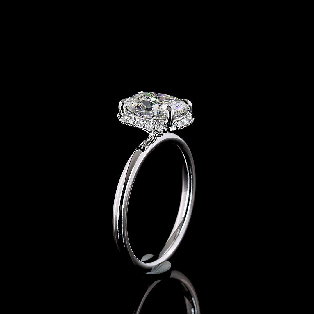 2.18 Cts 14K WHITE GOLD Cushion Brilliant Shape Hidden Halo Ring