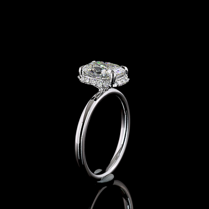 2.18 Cts 14K WHITE GOLD Cushion Brilliant Shape Hidden Halo Ring