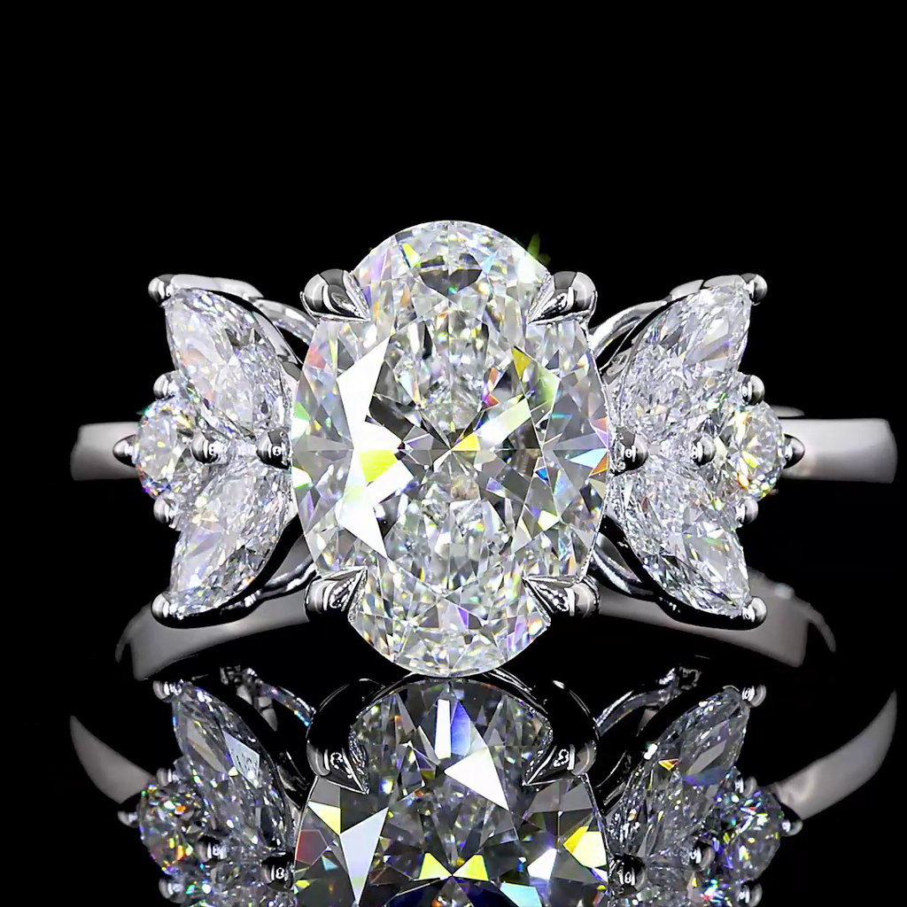 2.61 Cts 14K WHITE GOLD Oval Shape Special Ring