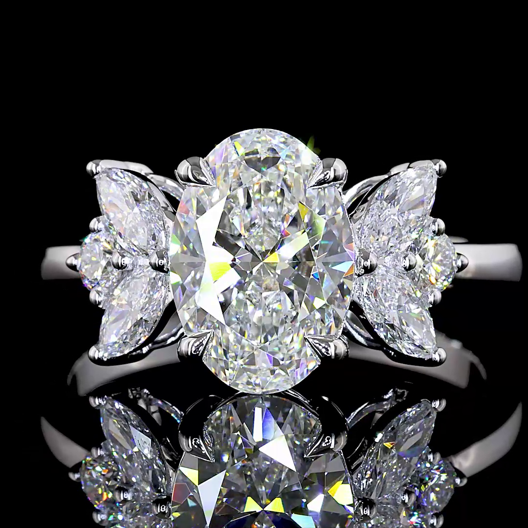 2.61 Cts 14K WHITE GOLD Oval Shape Special Ring