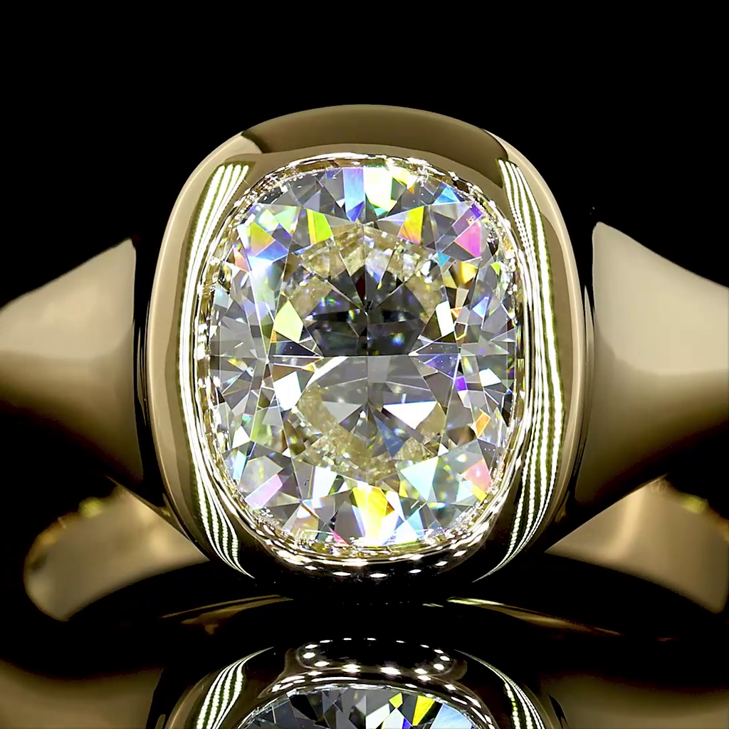 2.11 Cts 14K YELLOW GOLD Cushion Brilliant Shape Solitaire Ring