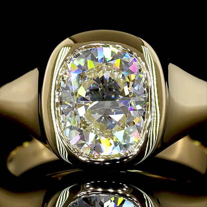 2.11 Cts 14K YELLOW GOLD Cushion Brilliant Shape Solitaire Ring