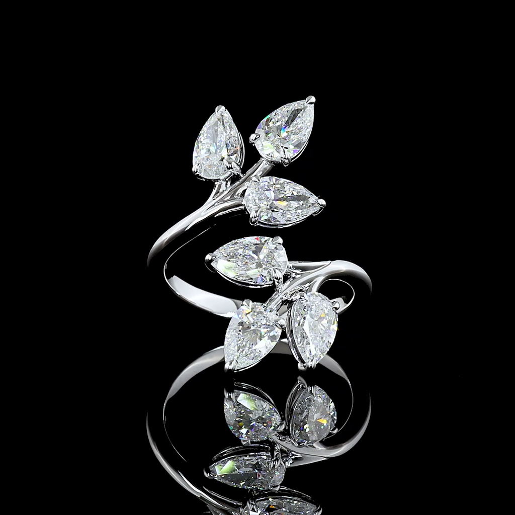 3 Cts 14K WHITE GOLD Pear Shape Special Ring