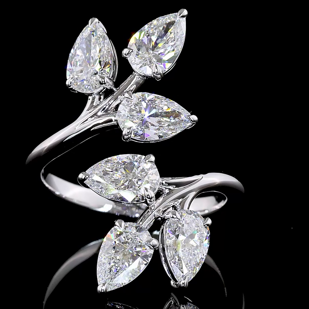 3 Cts 14K WHITE GOLD Pear Shape Special Ring