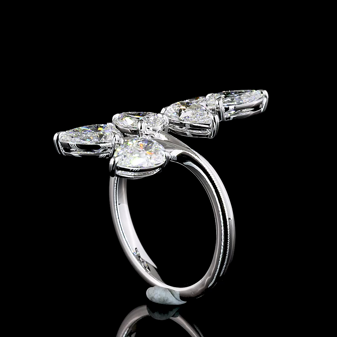 3 Cts 14K WHITE GOLD Pear Shape Special Ring