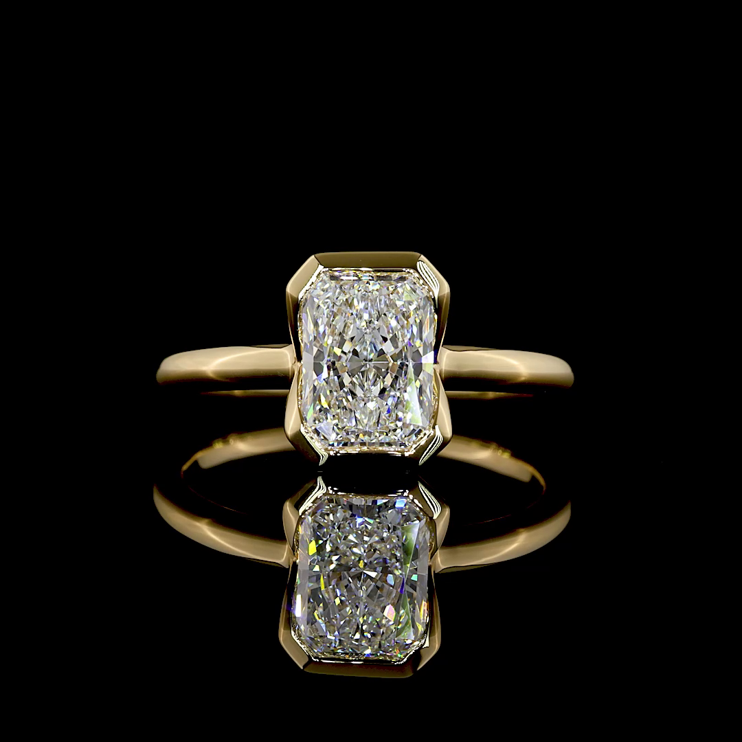 1.53 Cts 14K YELLOW GOLD Radiant Shape Solitaire Ring