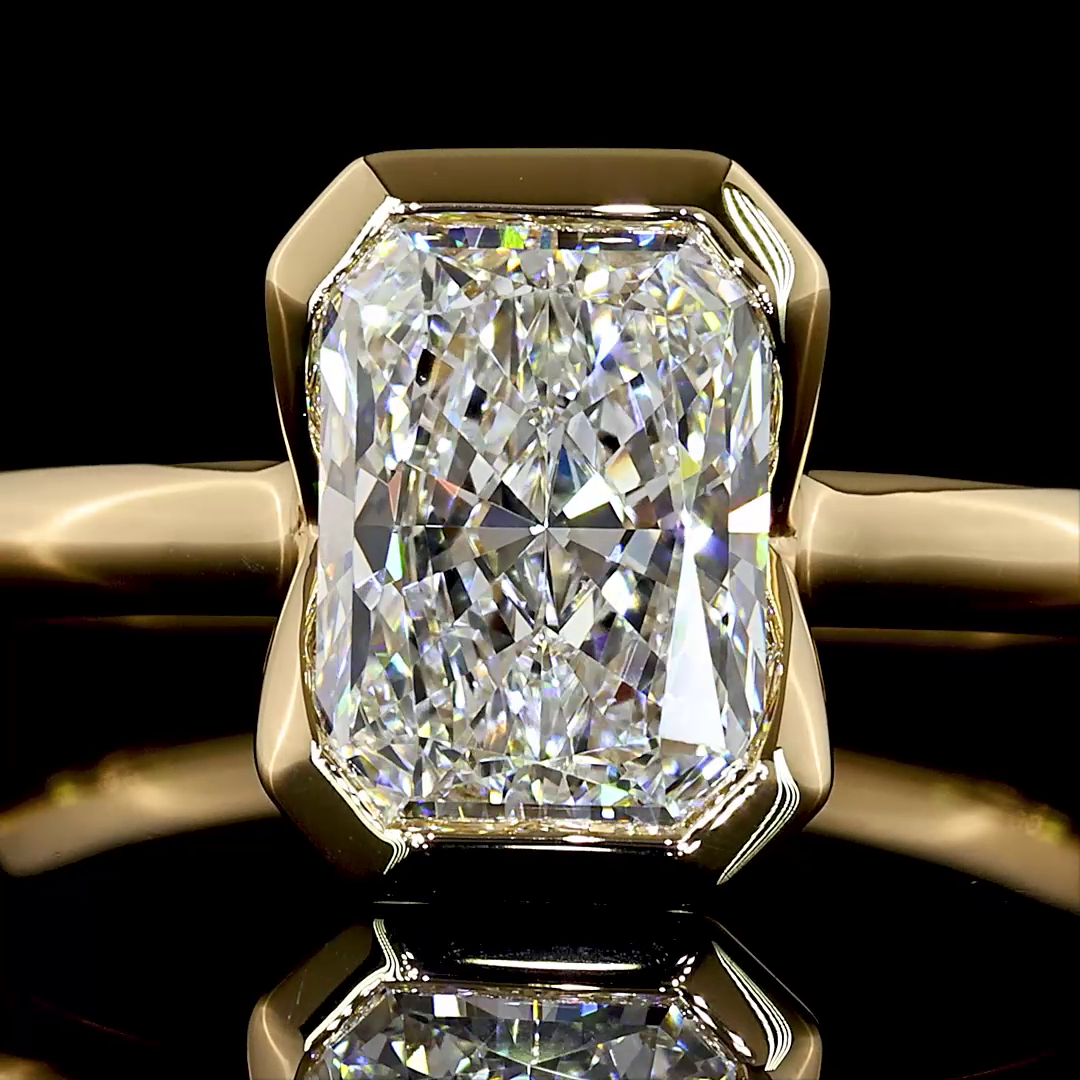 1.53 Cts 14K YELLOW GOLD Radiant Shape Solitaire Ring
