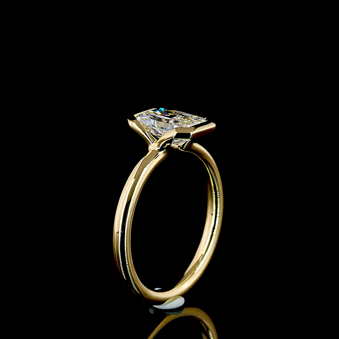 1.53 Cts 18K YELLOW GOLD Radiant Shape Solitaire Ring