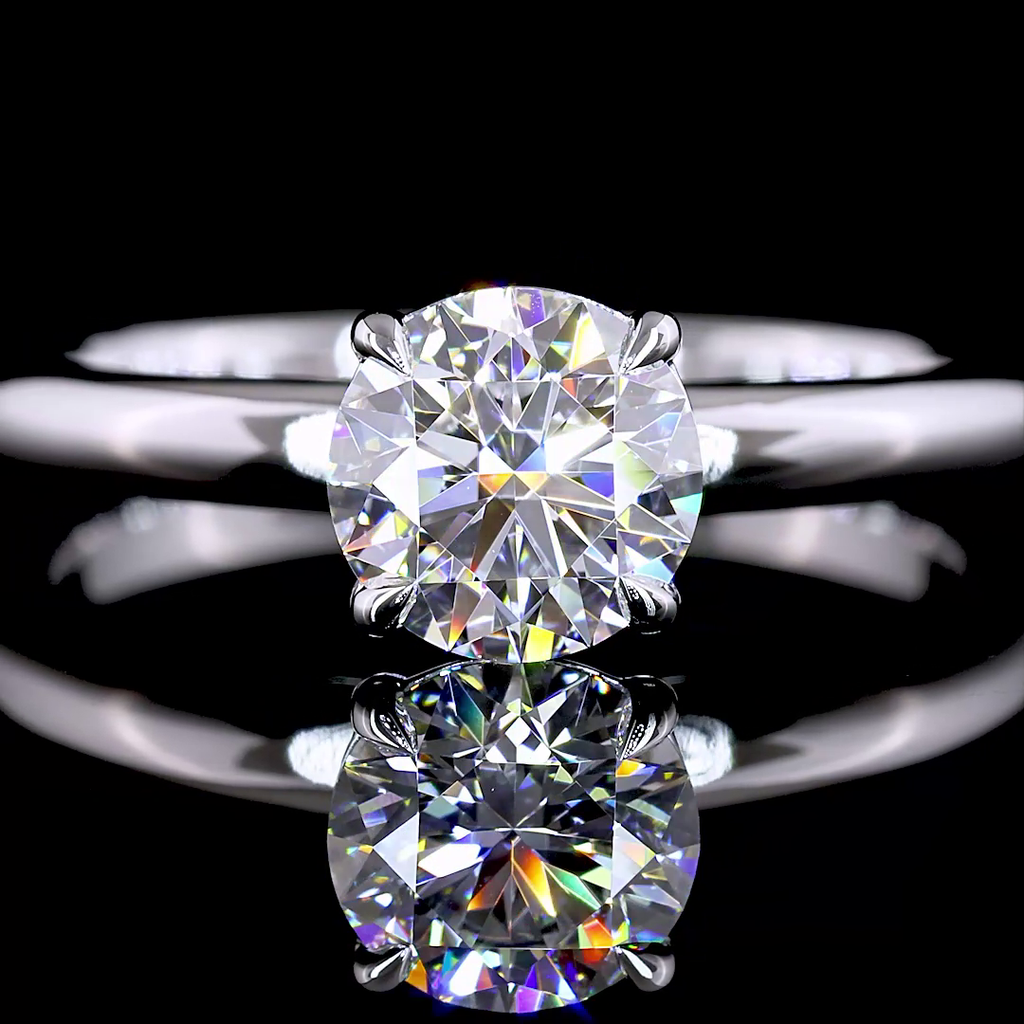 1 Cts 14K WHITE GOLD Round Shape Solitaire Ring