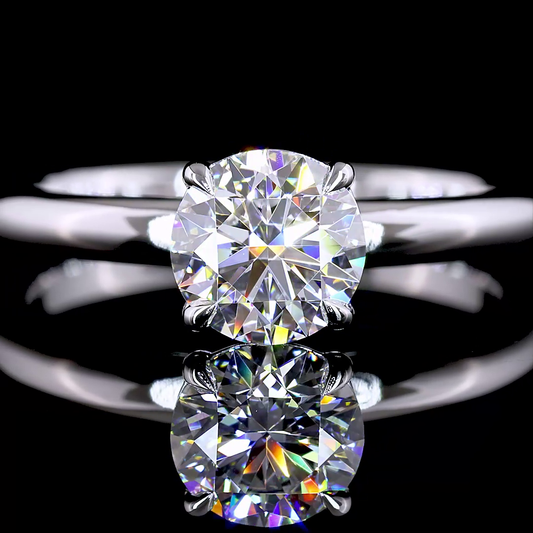 1 Cts 14K WHITE GOLD Round Shape Solitaire Ring