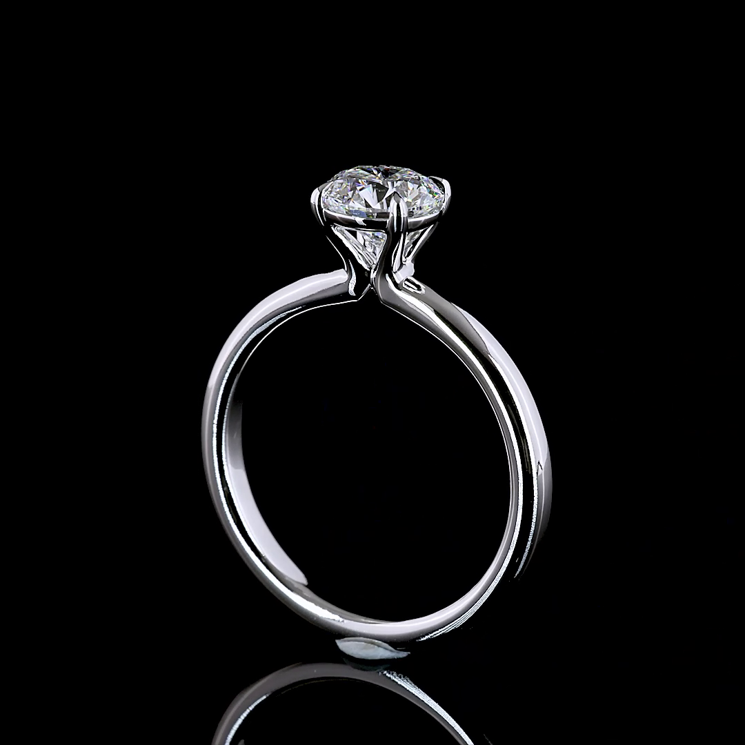 1 Cts 14K WHITE GOLD Round Shape Solitaire Ring
