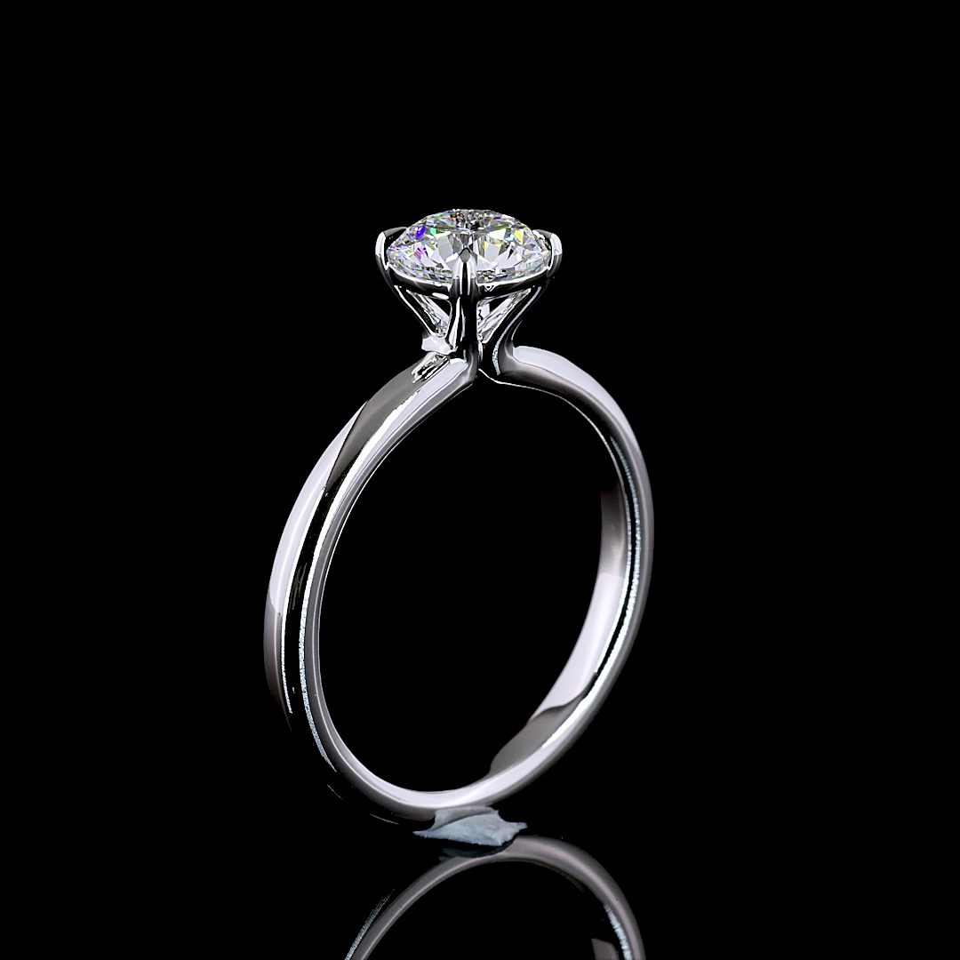 1 Cts 14K WHITE GOLD Round Shape Solitaire Ring