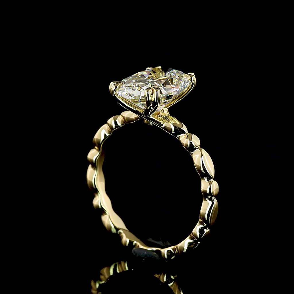3.02 Cts 14K YELLOW GOLD Cushion Brilliant Shape Special Ring