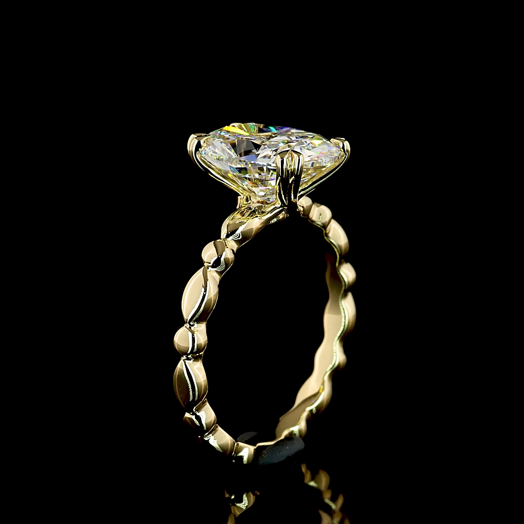 3.02 Cts 14K YELLOW GOLD Cushion Brilliant Shape Special Ring