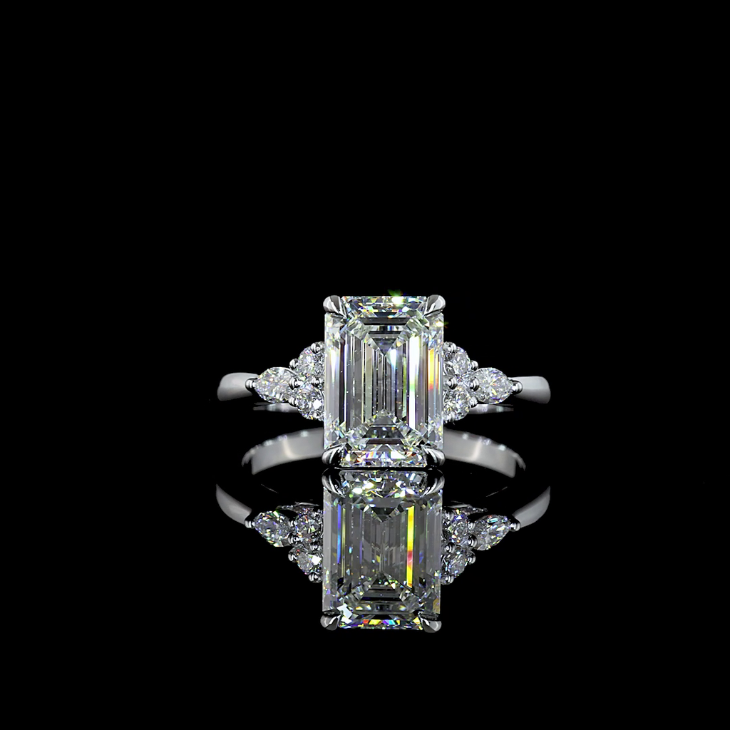 2.76 Cts 14K WHITE GOLD Emerald Shape Special Ring
