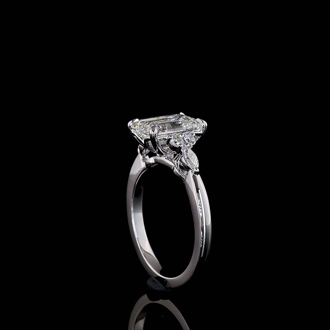 2.76 Cts 14K WHITE GOLD Emerald Shape Special Ring