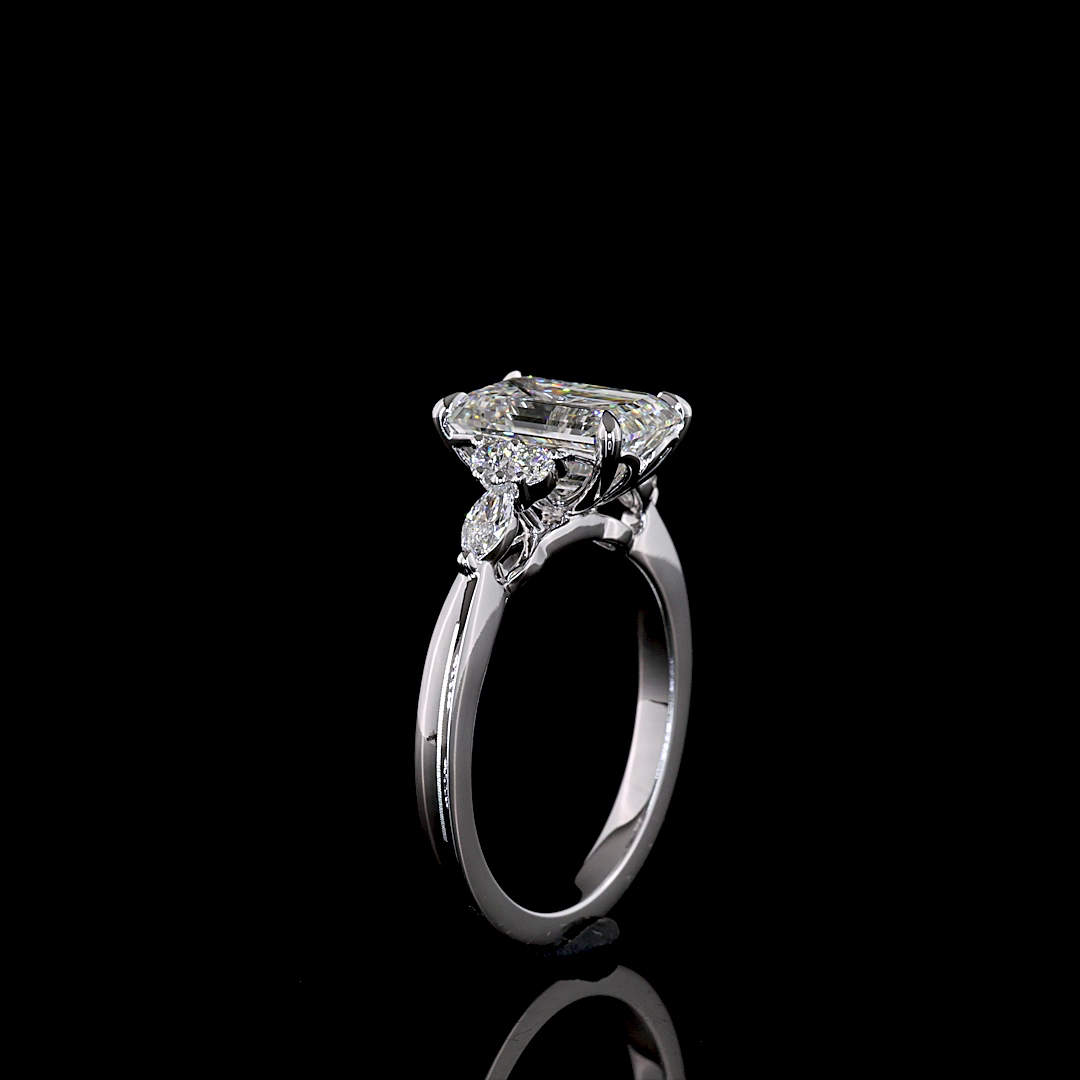 2.76 Cts 14K WHITE GOLD Emerald Shape Special Ring