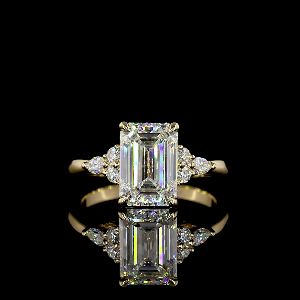 2.76 Cts 14K WHITE GOLD Emerald Shape Special Ring