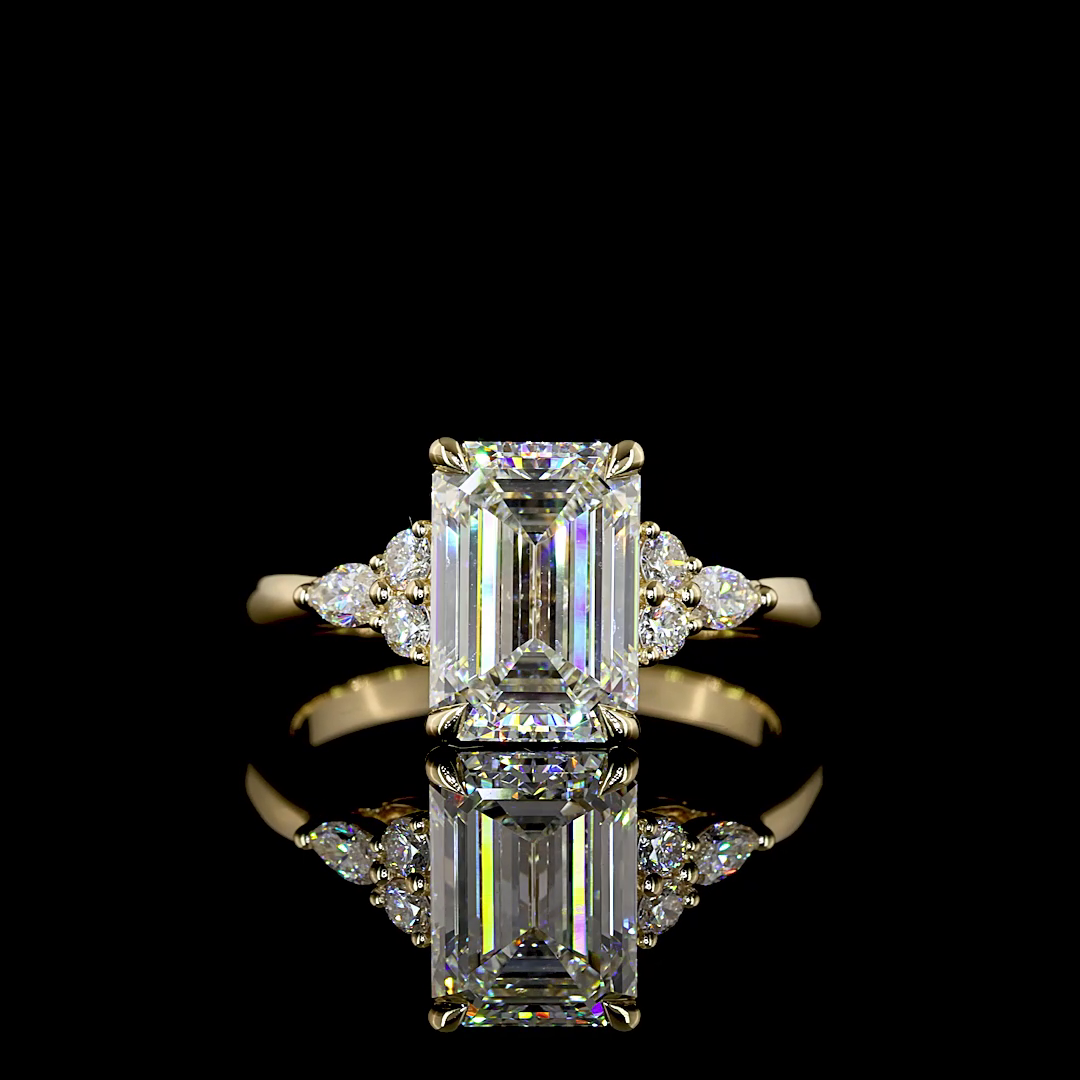 2.76 Cts 14K WHITE GOLD Emerald Shape Special Ring