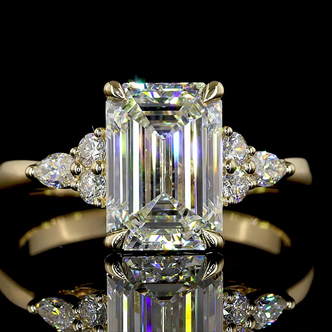 2.76 Cts 14K WHITE GOLD Emerald Shape Special Ring