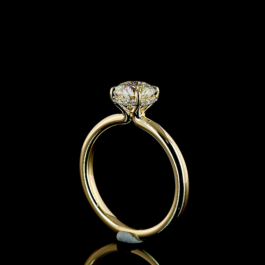 1.13 Cts 14K YELLOW GOLD Round Shape Hidden Halo Ring