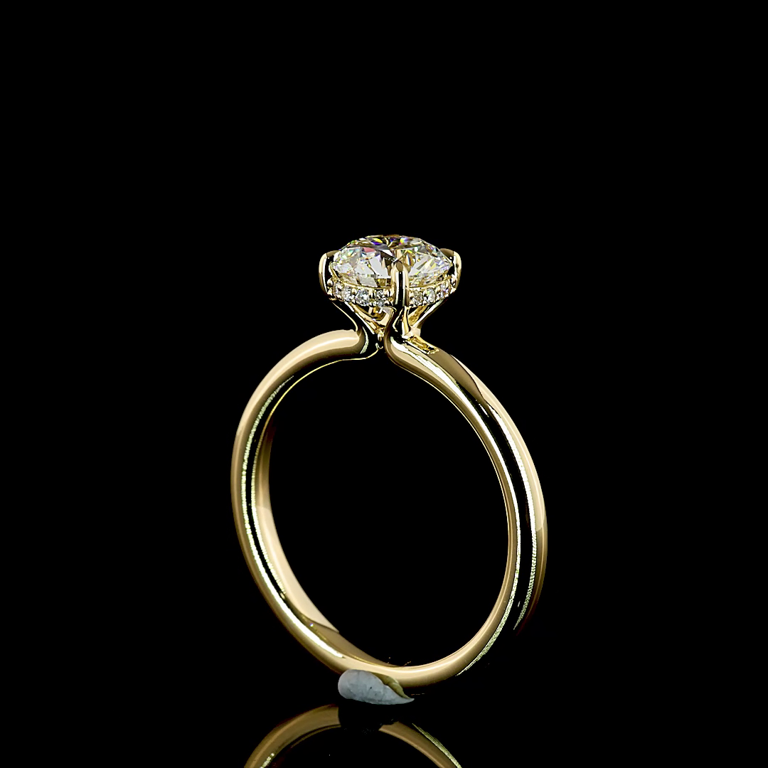 1.13 Cts 14K YELLOW GOLD Round Shape Hidden Halo Ring