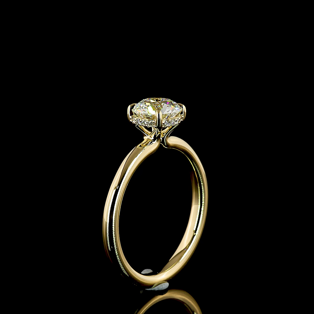 1.13 Cts 14K YELLOW GOLD Round Shape Hidden Halo Ring