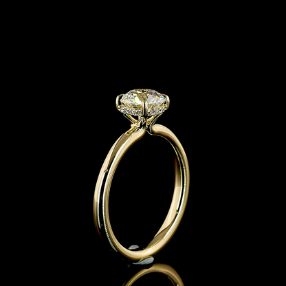 1.13 Cts 14K YELLOW GOLD Round Shape Hidden Halo Ring