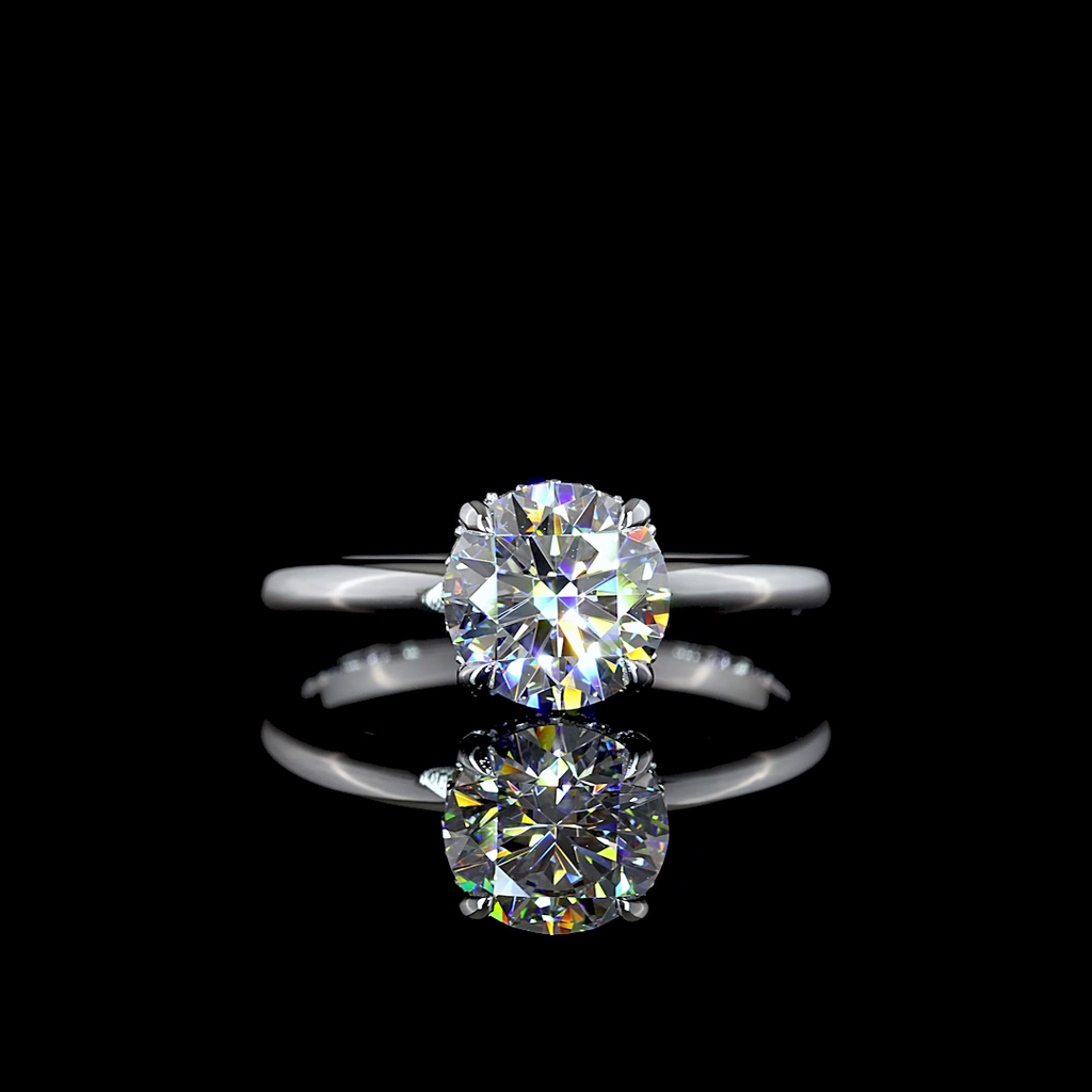 1.61 Cts 14K WHITE GOLD Round Shape Hidden Halo Ring