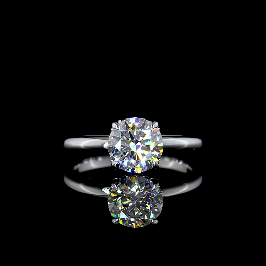 1.61 Cts 14K WHITE GOLD Round Shape Hidden Halo Ring