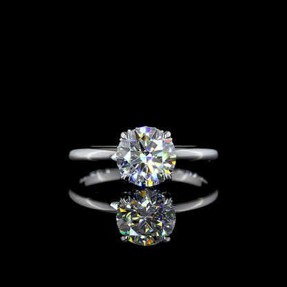 1.61 Cts 14K WHITE GOLD Round Shape Hidden Halo Ring