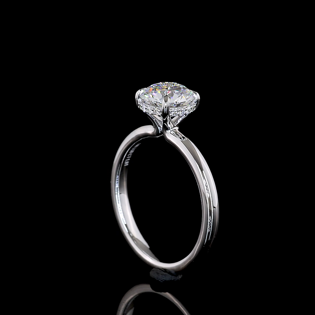 1.61 Cts 14K WHITE GOLD Round Shape Hidden Halo Ring